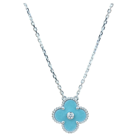 [BloomBling]CLOVER 15MM DIAMOND SVRES PORCELAIN  NECKLACE SILVER