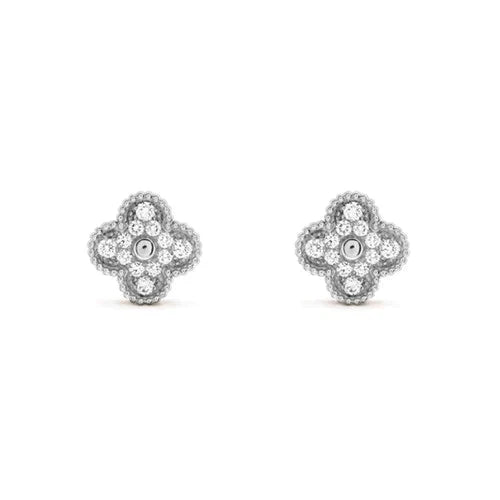 [BloomBling]CLOVER 1 MOTIFS DIAMANT OHRSTECKER SILBER